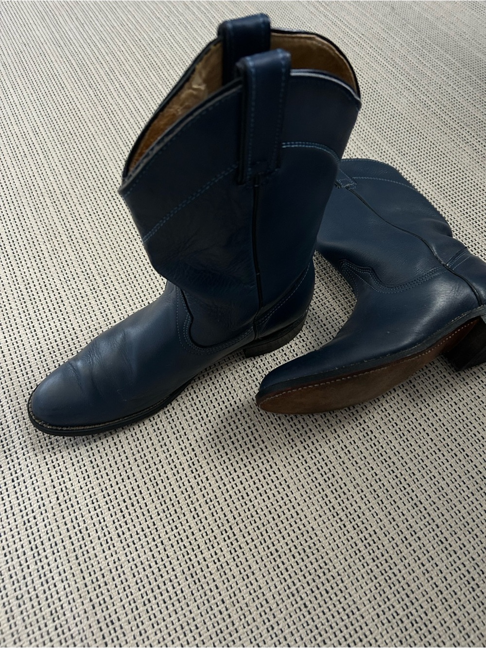 Wrangler Navy Leather Women's Western Heeled Boots